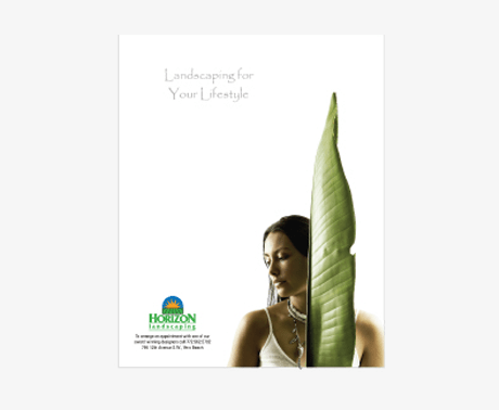 Magazine ad for landscaping woman holding leaf