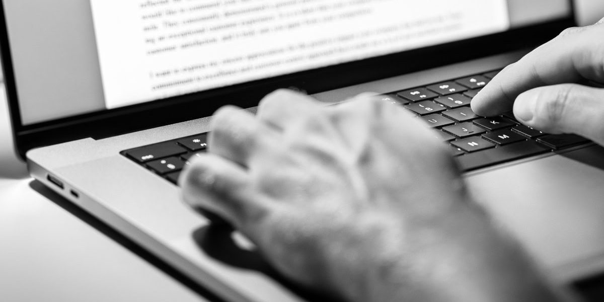 Writing Text Document, Online Content, Book, Letter Or Essay. Writer, Journalist Or Freelance Columnist With Laptop. Resume, News Article, Report Or College Application.